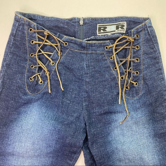 Vintage Rave R4R Denim Capri Blue Jeans Distress - Picture 13 of 16